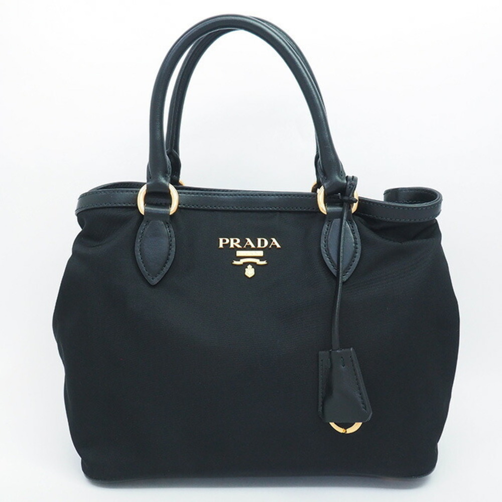 Prada Shoulder Bag Logo Tessuto Leather Handbag